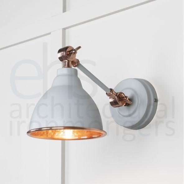 49717SBI • 139 x 124mm • Hammered Copper • From The Anvil Brindley Wall Light in Birch