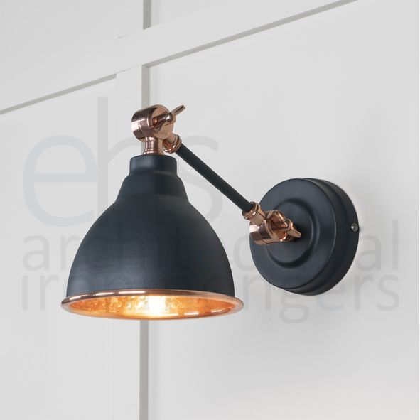 49717SSO • 139 x 124mm • Hammered Copper • From The Anvil Brindley Wall Light in Soot