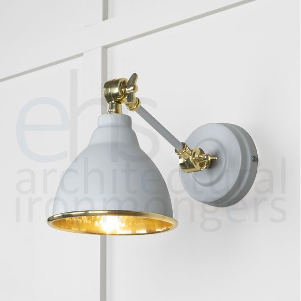 49719SBI  139 x 124mm  Hammered Brass  From The Anvil Brindley Wall Light in Birch