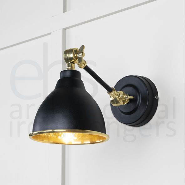 49719SEB • 139 x 124mm • Hammered Brass • From The Anvil Brindley Wall Light in Elan Black