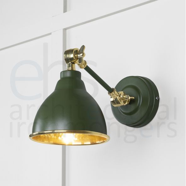 49719SH • 139 x 124mm • Hammered Brass • From The Anvil Brindley Wall Light in Heath