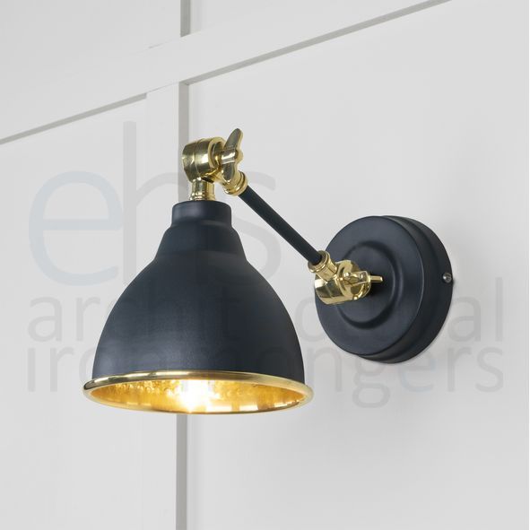 49719SSO  139 x 124mm  Hammered Brass  From The Anvil Brindley Wall Light in Soot