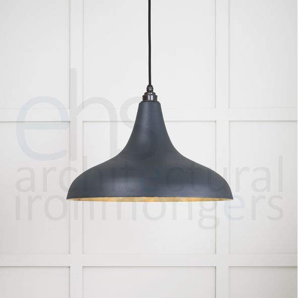 49722SSO  412 x 240mm  Smooth Brass  From The Anvil Frankley Pendant in Soot