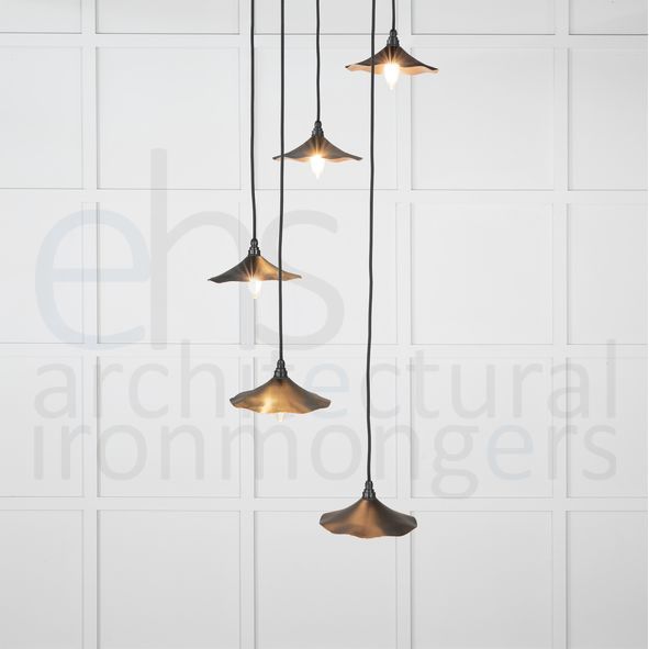 49726SEB  217 x 63mm  Smooth Copper  From The Anvil Flora Cluster Pendant in Elan Black