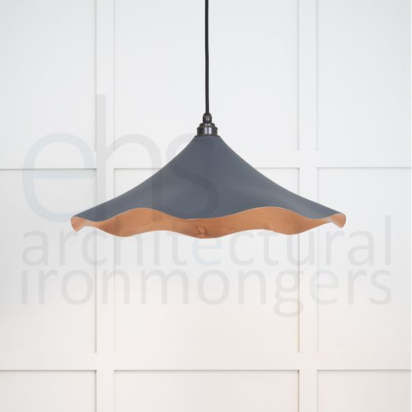 49729SSL  500 x 146mm  Smooth Copper  From The Anvil Flora Pendant in Slate
