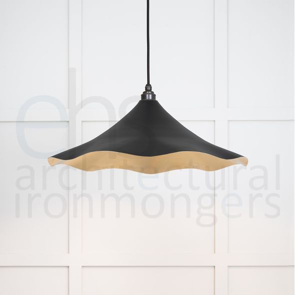 49731SEB  500 x 146mm  Smooth Brass  From The Anvil Flora Pendant in Elan Black