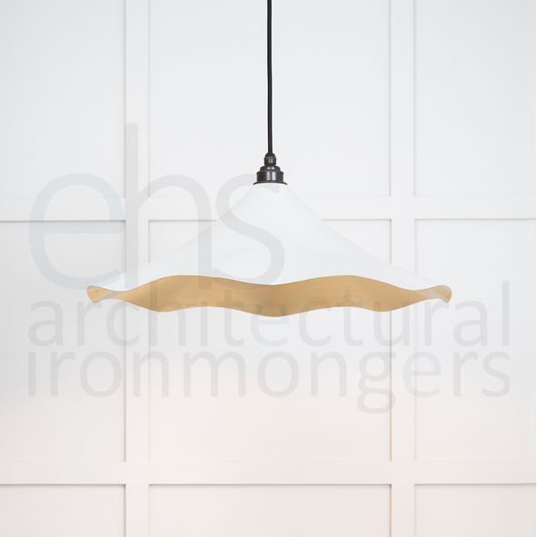 49731SF  500 x 146mm  Smooth Brass  From The Anvil Flora Pendant in Flock
