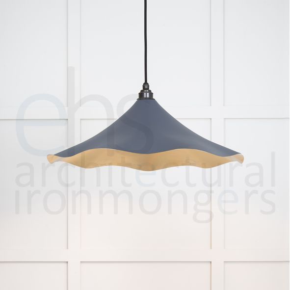 49731SSL  500 x 146mm  Smooth Brass  From The Anvil Flora Pendant in Slate