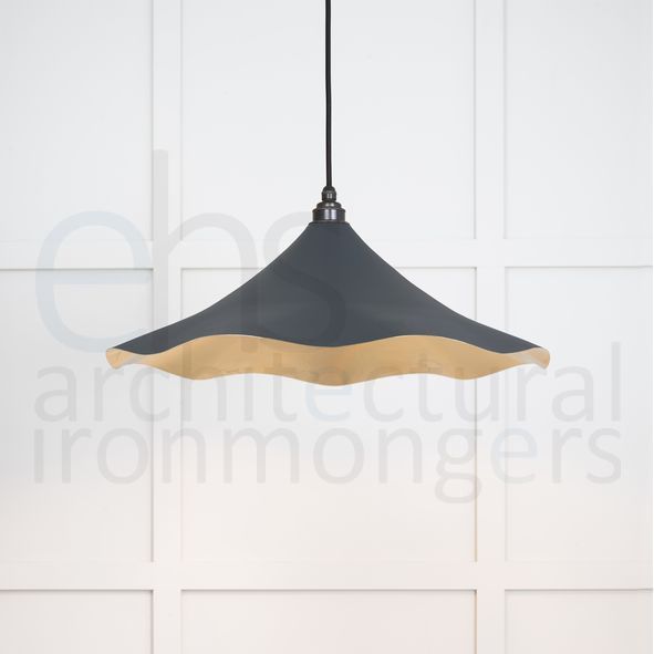 49731SSO  500 x 146mm  Smooth Brass  From The Anvil Flora Pendant in Soot