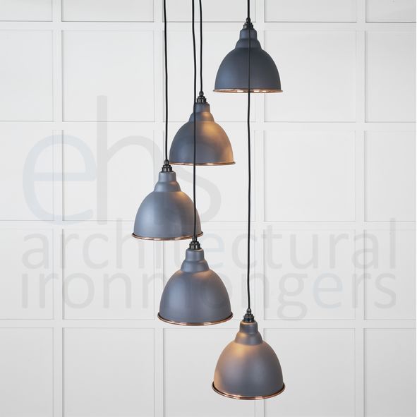49736SSL  260 x 270mm  Smooth Copper  From The Anvil Brindley Cluster Pendant in Slate