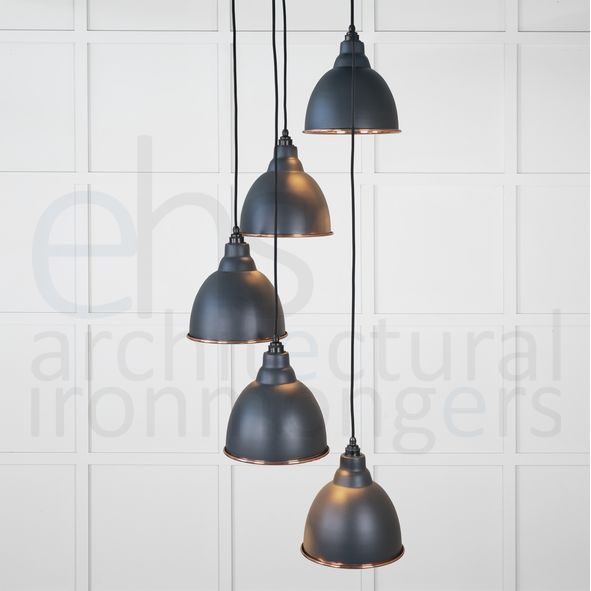 49736SSO  260 x 270mm  Smooth Copper  From The Anvil Brindley Cluster Pendant in Soot