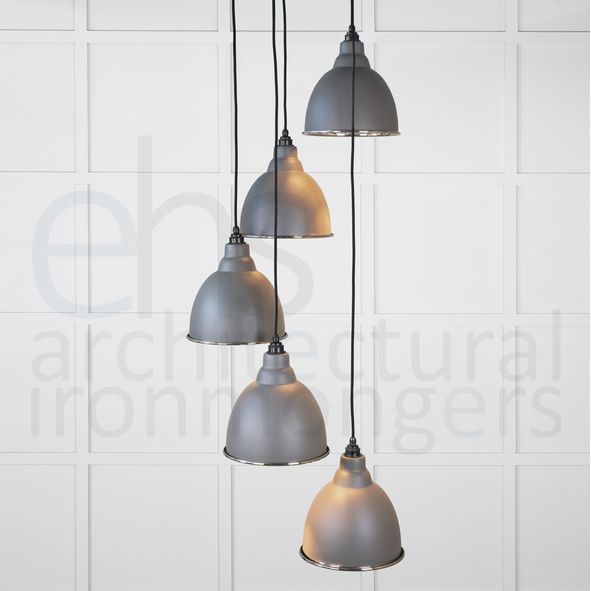 49737SBL  260 x 270mm  Smooth Nickel  From The Anvil Brindley Cluster Pendant in Bluff