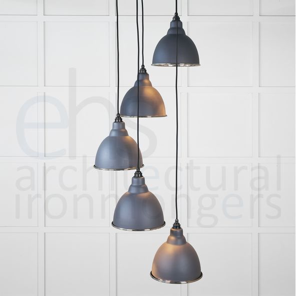 49737SSL  260 x 270mm  Smooth Nickel  From The Anvil Brindley Cluster Pendant in Slate