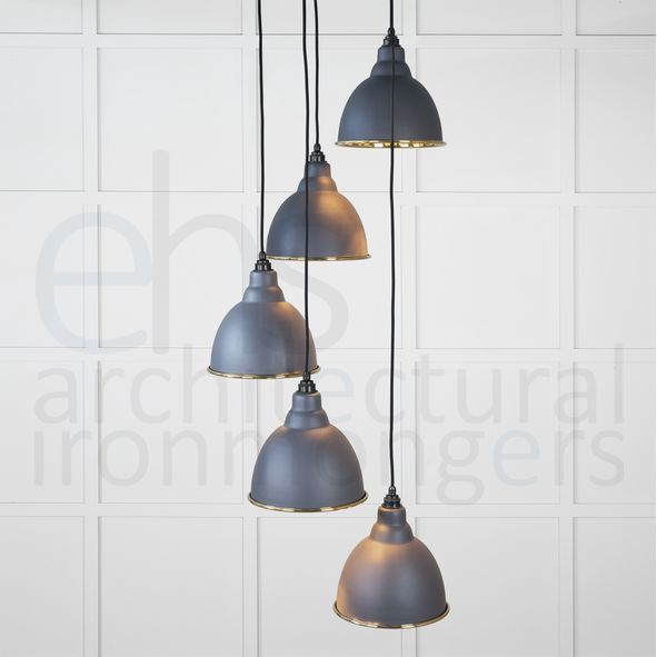 49738SSL  260 x 270mm  Smooth Brass  From The Anvil Brindley Cluster Pendant in Slate