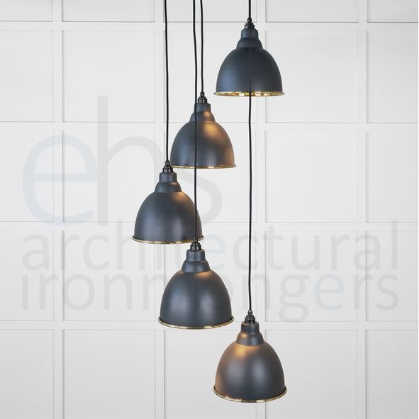 49738SSO  260 x 270mm  Smooth Brass  From The Anvil Brindley Cluster Pendant in Soot