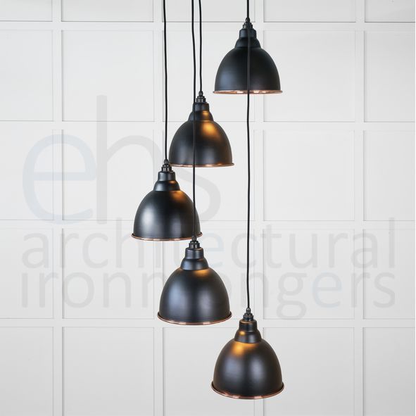 49739SEB  260 x 270mm  Hammered Copper  From The Anvil Brindley Cluster Pendant in Elan Black