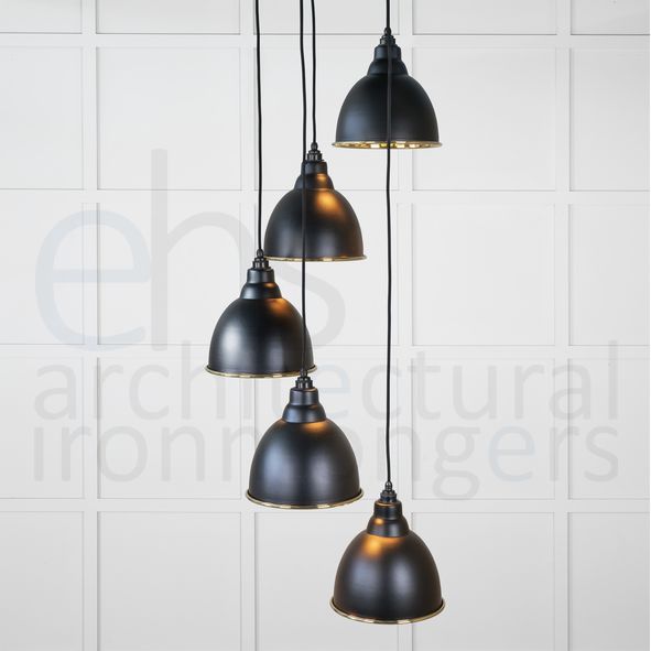 49741SEB • 260 x 270mm • Hammered Brass • From The Anvil Brindley Cluster Pendant in Elan Black