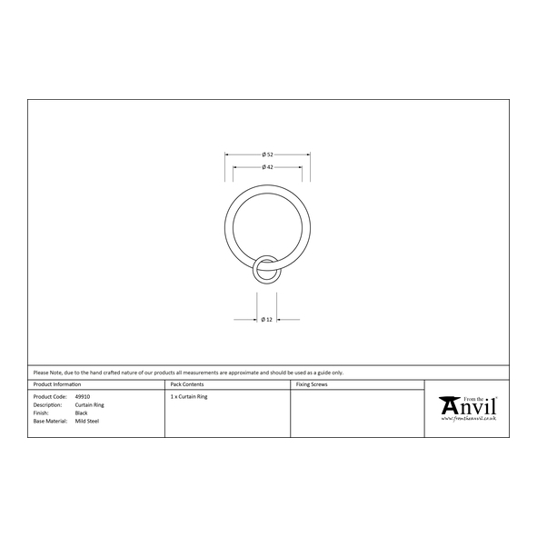49910 • 52mm • Black • From The Anvil Curtain Ring