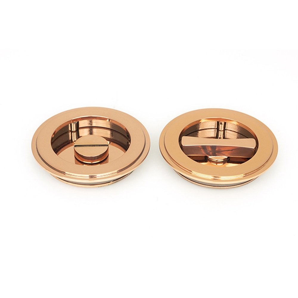 50147  75 mm  Polished Bronze  From The Anvil Art Deco Round Pull - Privacy Set