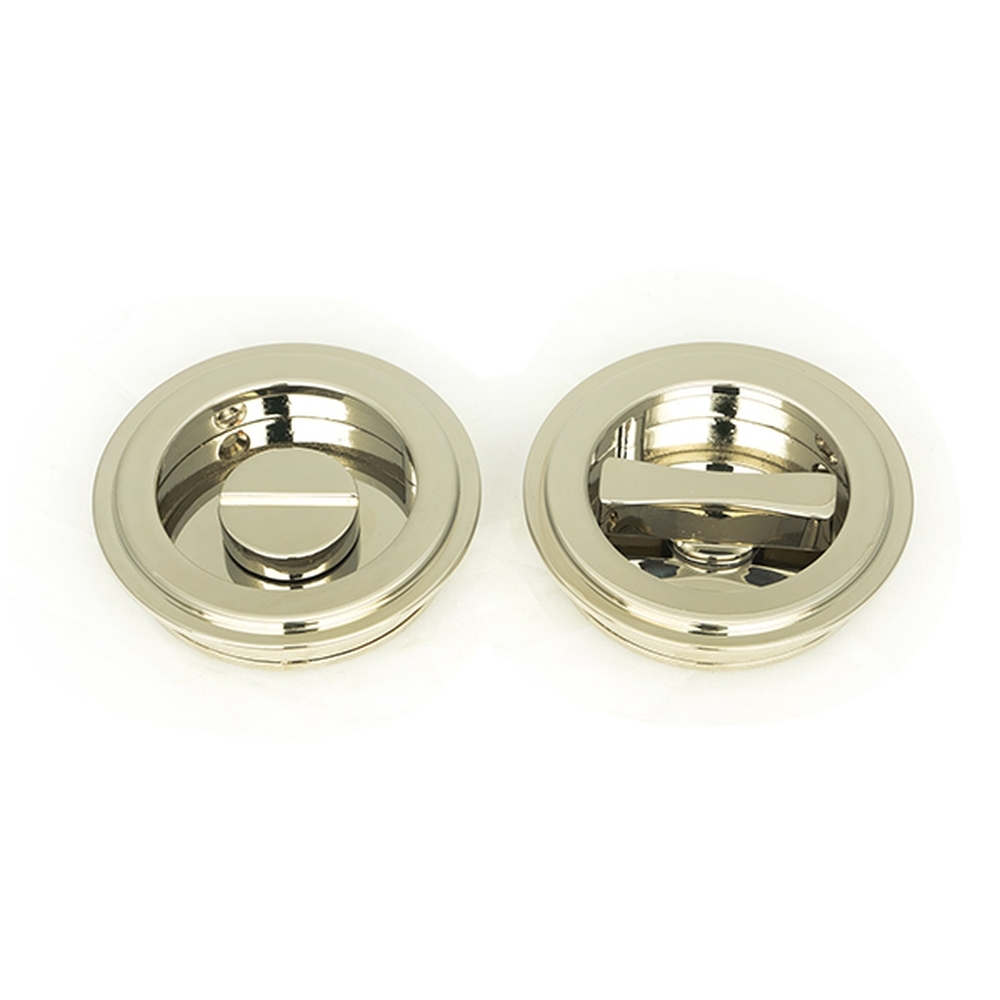 50164  60mm  Polished Nickel  From The Anvil Art Deco Round Pull - Privacy Set