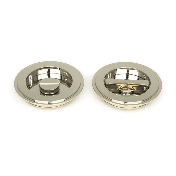 50165 � 75 mm � Polished Nickel � From The Anvil Art Deco Round Pull - Privacy Set