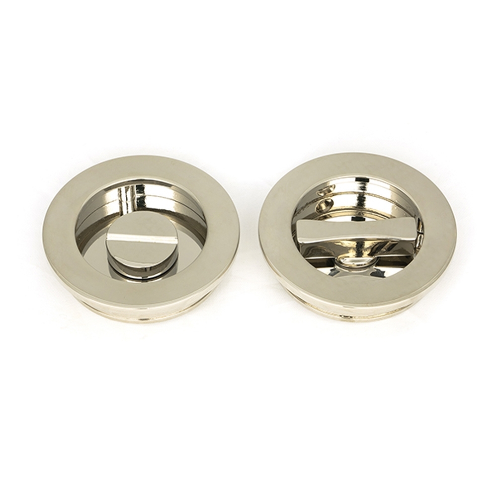 50166 • 60mm • Polished Nickel • From The Anvil Plain Round Pull - Privacy Set