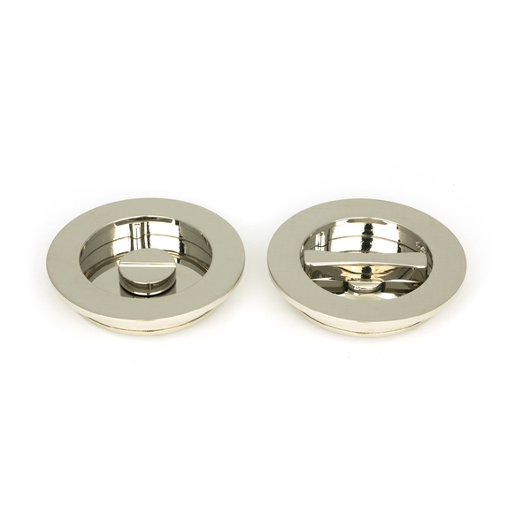 50167 � 75 mm � Polished Nickel � From The Anvil Plain Round Pull - Privacy Set