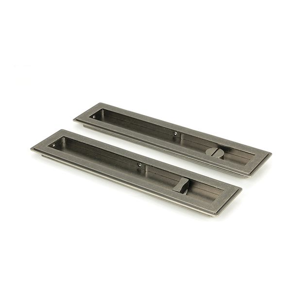 50175 • 250mm • Pewter Patina  • From The Anvil Art Deco Rectangular Pull - Privacy Set