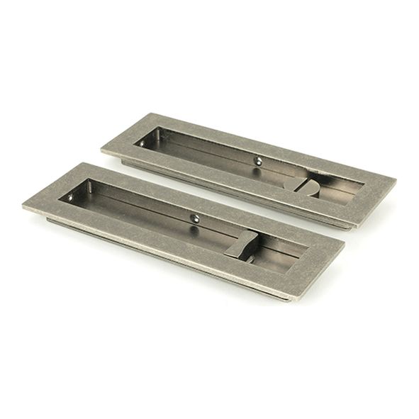 50176 • 175mm • Pewter Patina  • From The Anvil Plain Rectangular Pull - Privacy Set