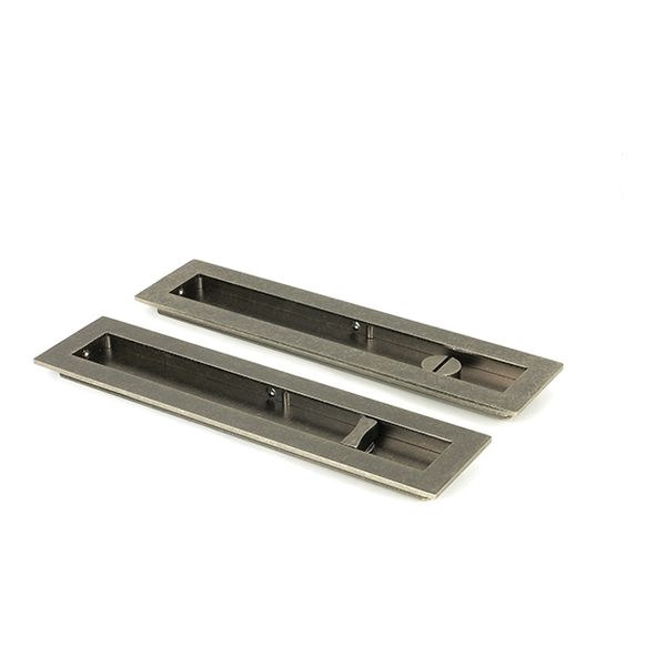 50177 • 250mm • Pewter Patina  • From The Anvil Plain Rectangular Pull - Privacy Set