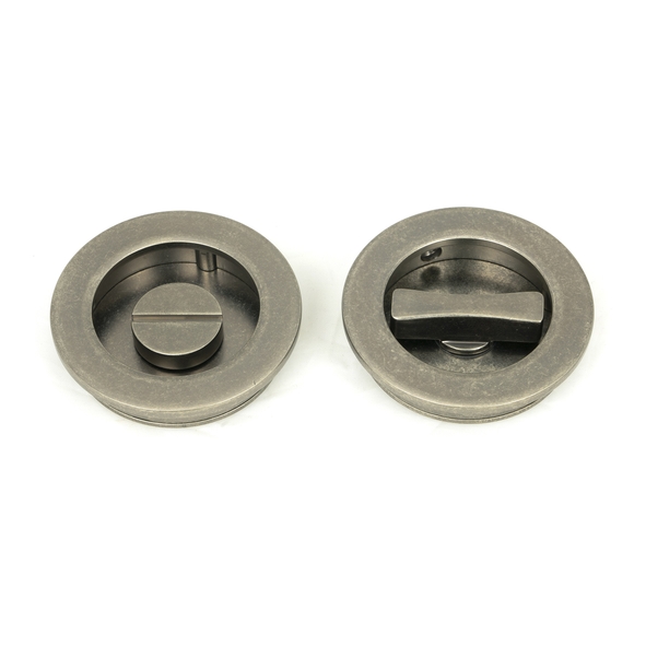 50184 � 60mm � Pewter Patina � From The Anvil Plain Round Pull - Privacy Set