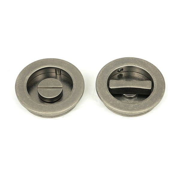 50184 • 60mm • Pewter Patina  • From The Anvil Plain Round Pull - Privacy Set
