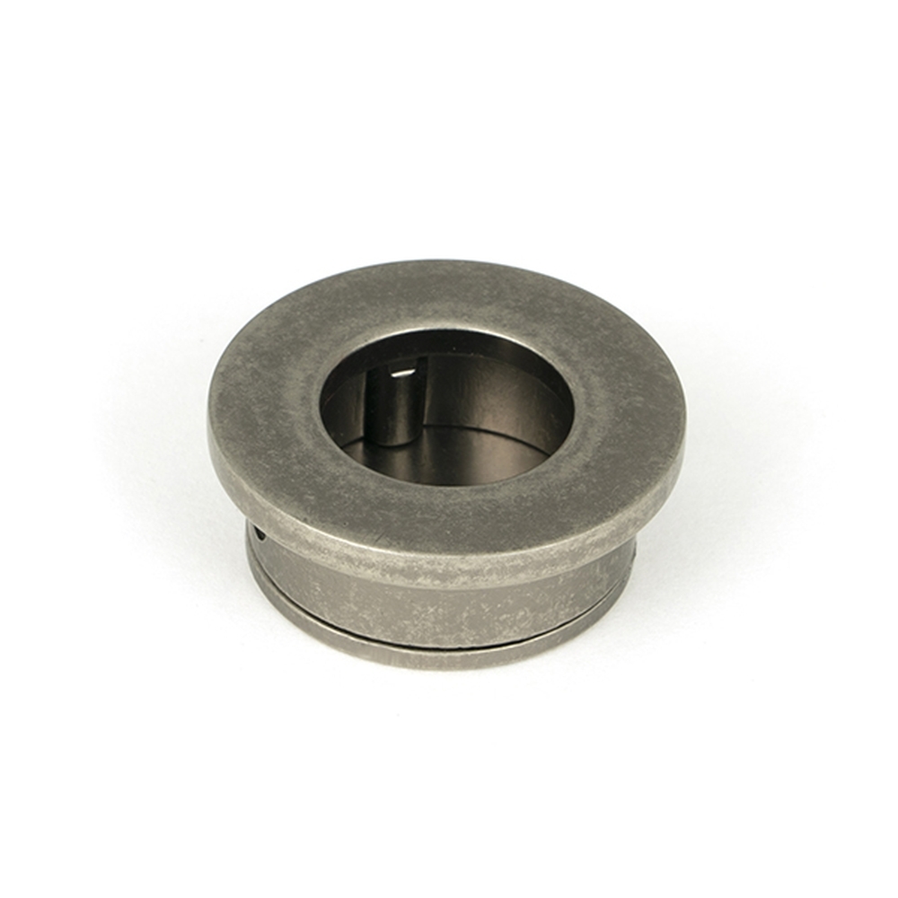 50187  34mm  Pewter Patina   From The Anvil Round Finger Edge Pull