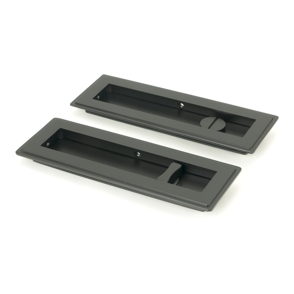 50210 � 175mm � Matt Black � From The Anvil Art Deco Rectangular Pull - Privacy Set