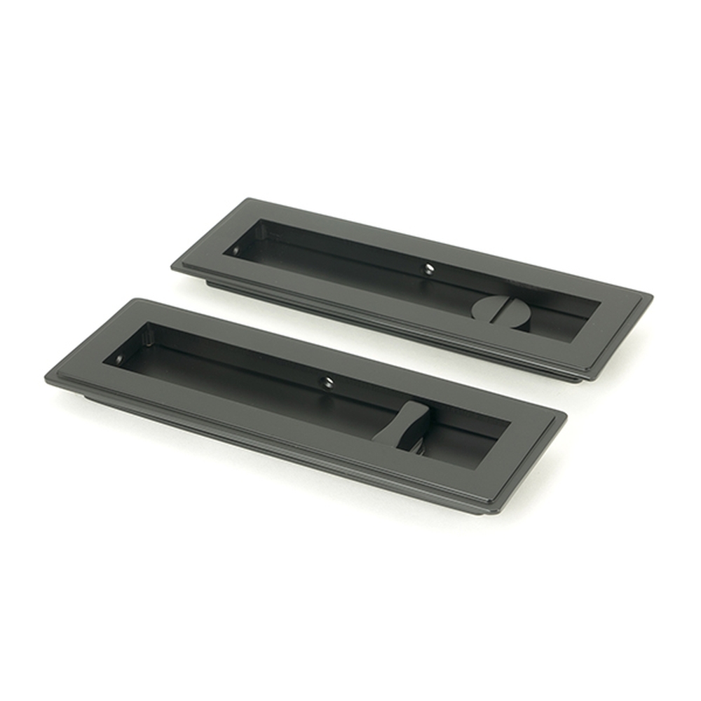 50210 • 175mm • Matt Black • From The Anvil Art Deco Rectangular Pull - Privacy Set