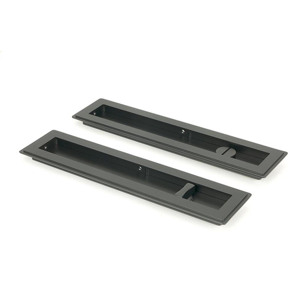 50211  250mm  Matt Black  From The Anvil Art Deco Rectangular Pull - Privacy Set