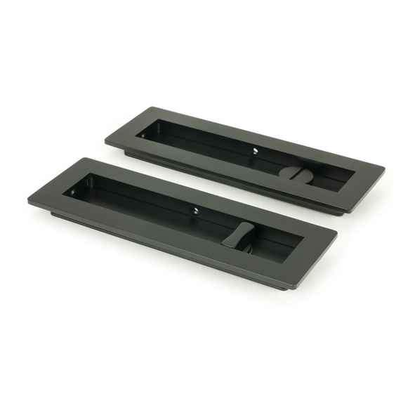 50212 � 175mm � Matt Black � From The Anvil Plain Rectangular Pull - Privacy Set