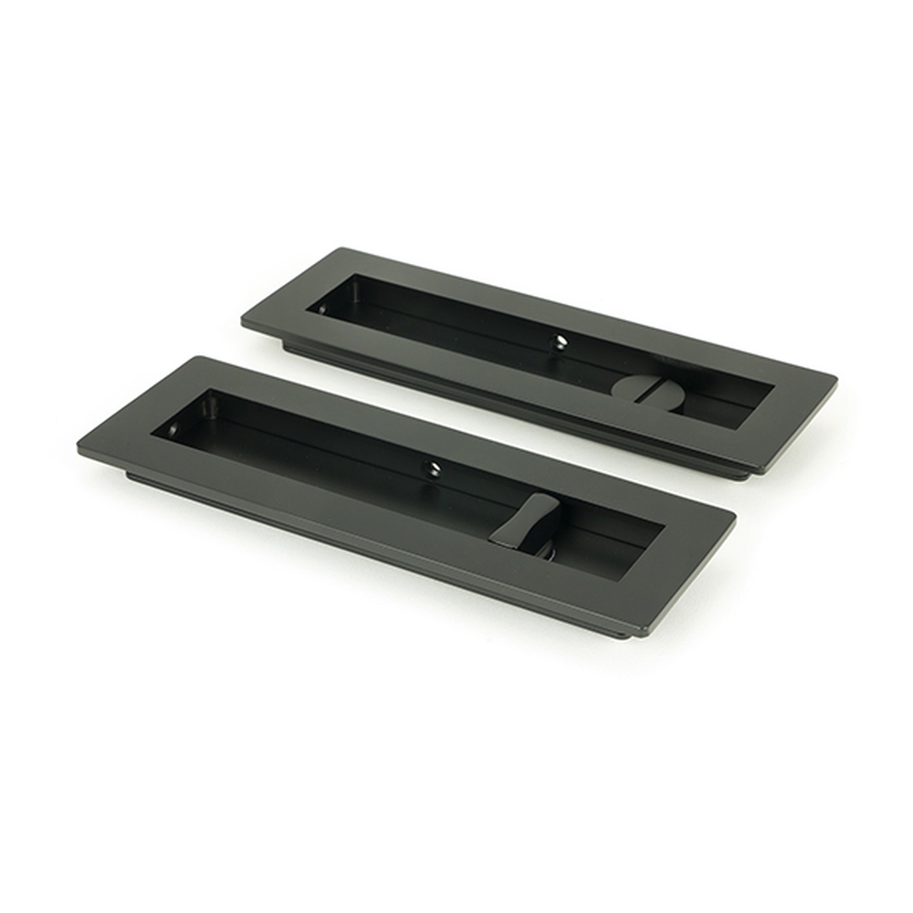 50212  175mm  Matt Black  From The Anvil Plain Rectangular Pull - Privacy Set