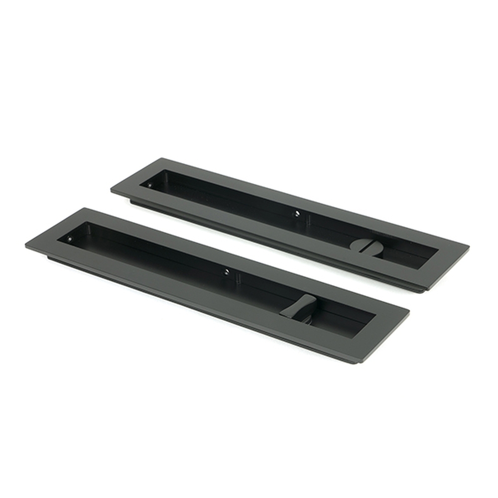 50213 • 250mm • Matt Black • From The Anvil Plain Rectangular Pull - Privacy Set