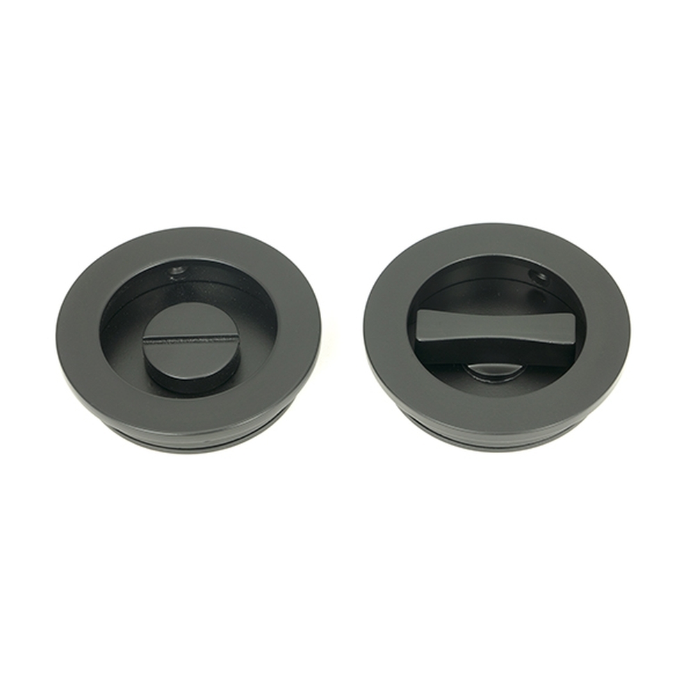 50220  60mm  Matt Black  From The Anvil Plain Round Pull - Privacy Set