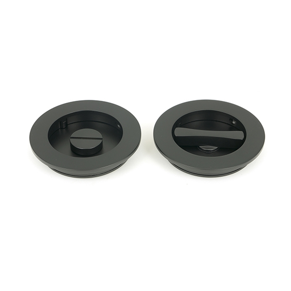 50221  75 mm  Matt Black  From The Anvil Plain Round Pull - Privacy Set