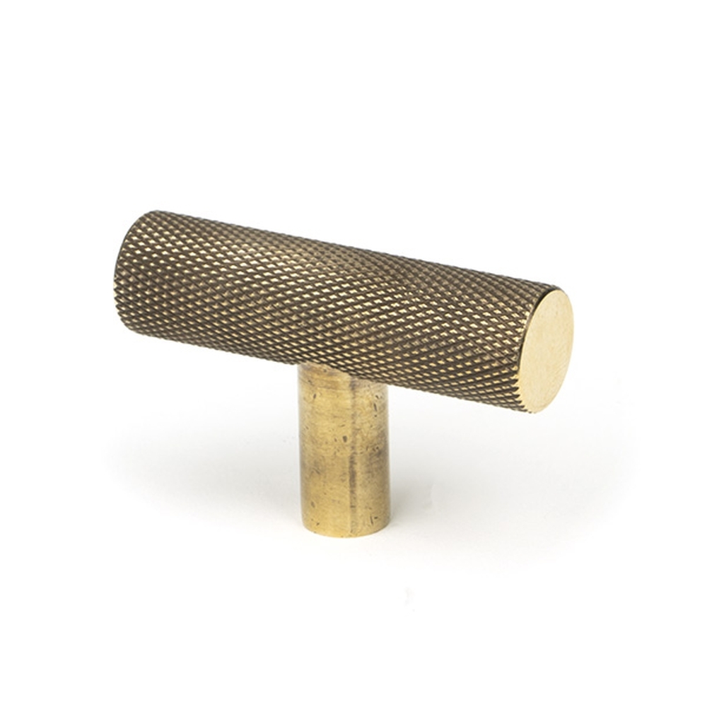 50569  50mm  Aged Brass  From The Anvil Brompton T-Bar Cabinet Knob