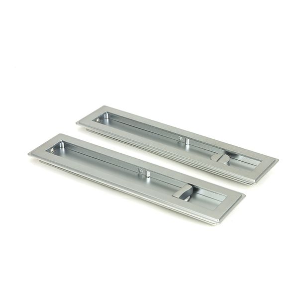 50641 • 250mm • Satin Chrome • From The Anvil Art Deco Rectangular Pull - Privacy Set