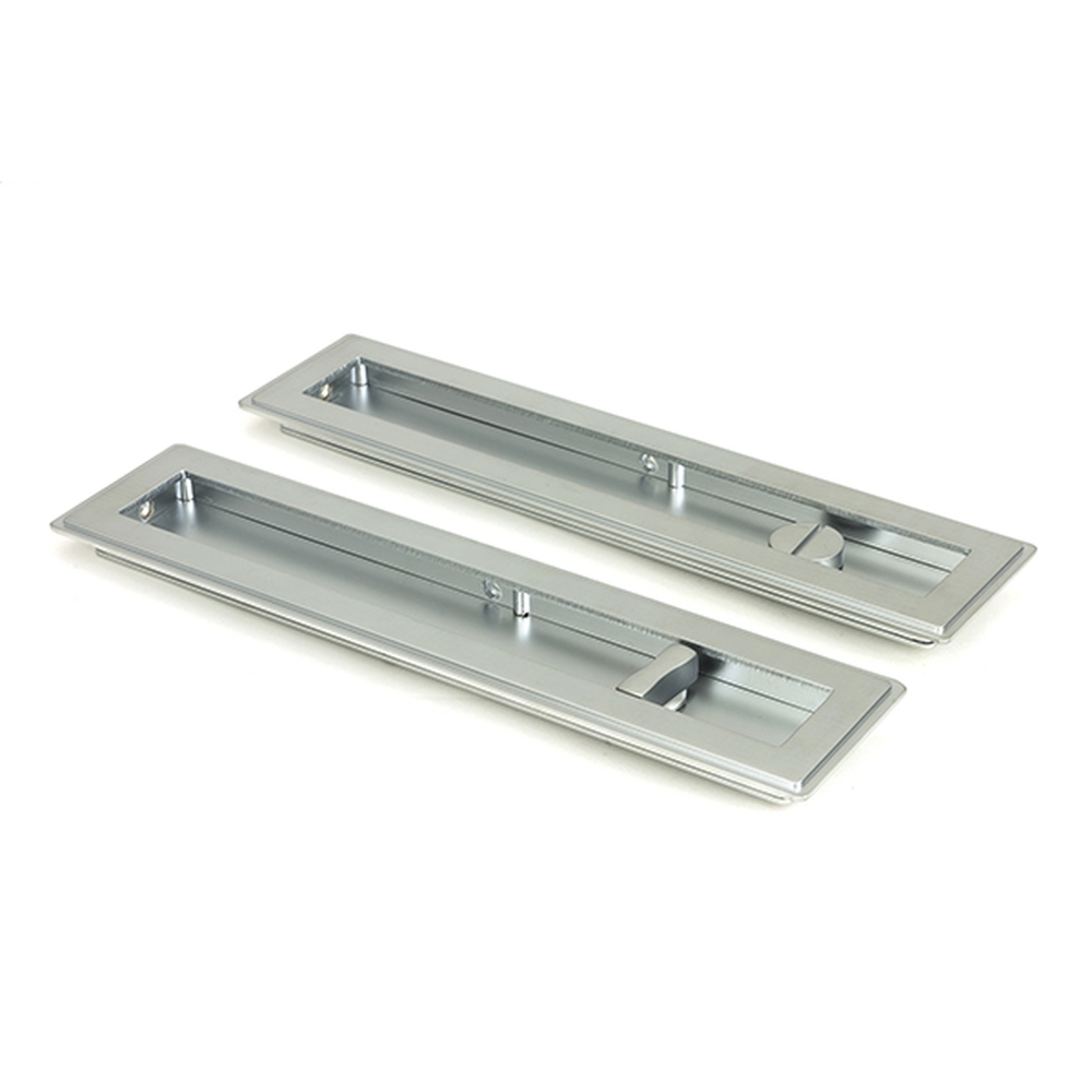 50641  250mm  Satin Chrome  From The Anvil Art Deco Rectangular Pull - Privacy Set