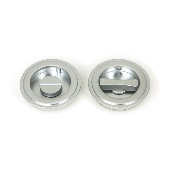 50648 � 60mm � Satin Chrome � From The Anvil Art Deco Round Pull - Privacy Set