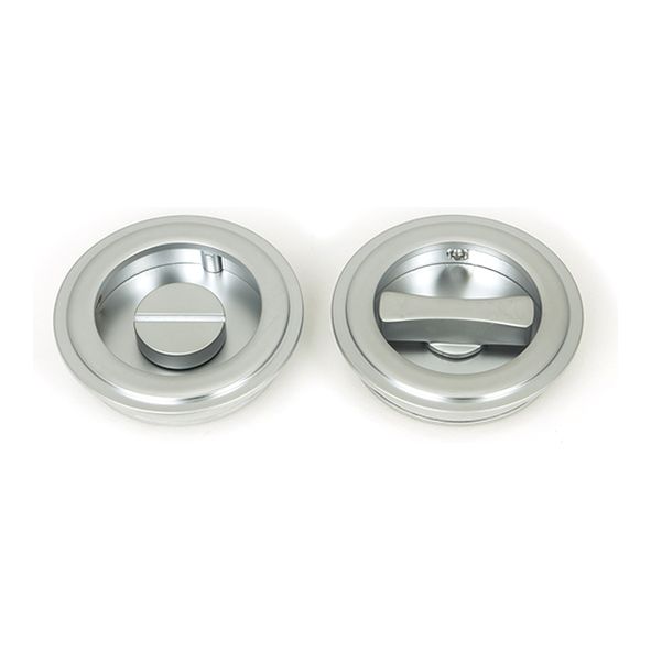 50648 • 60mm • Satin Chrome • From The Anvil Art Deco Round Pull - Privacy Set
