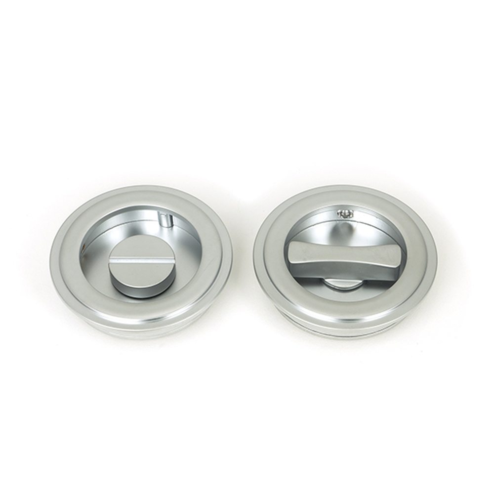 50648  60mm  Satin Chrome  From The Anvil Art Deco Round Pull - Privacy Set