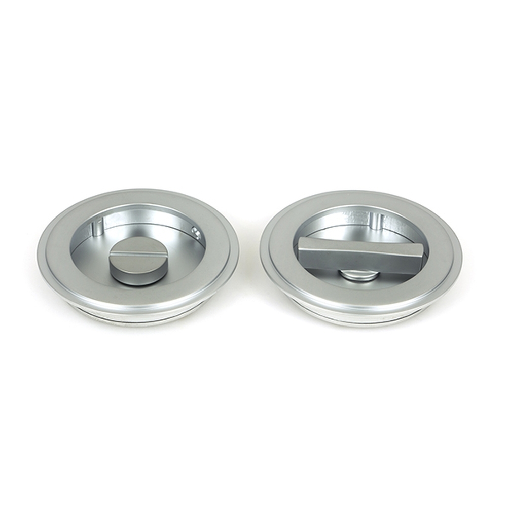 50649 • 75 mm • Satin Chrome • From The Anvil Art Deco Round Pull - Privacy Set