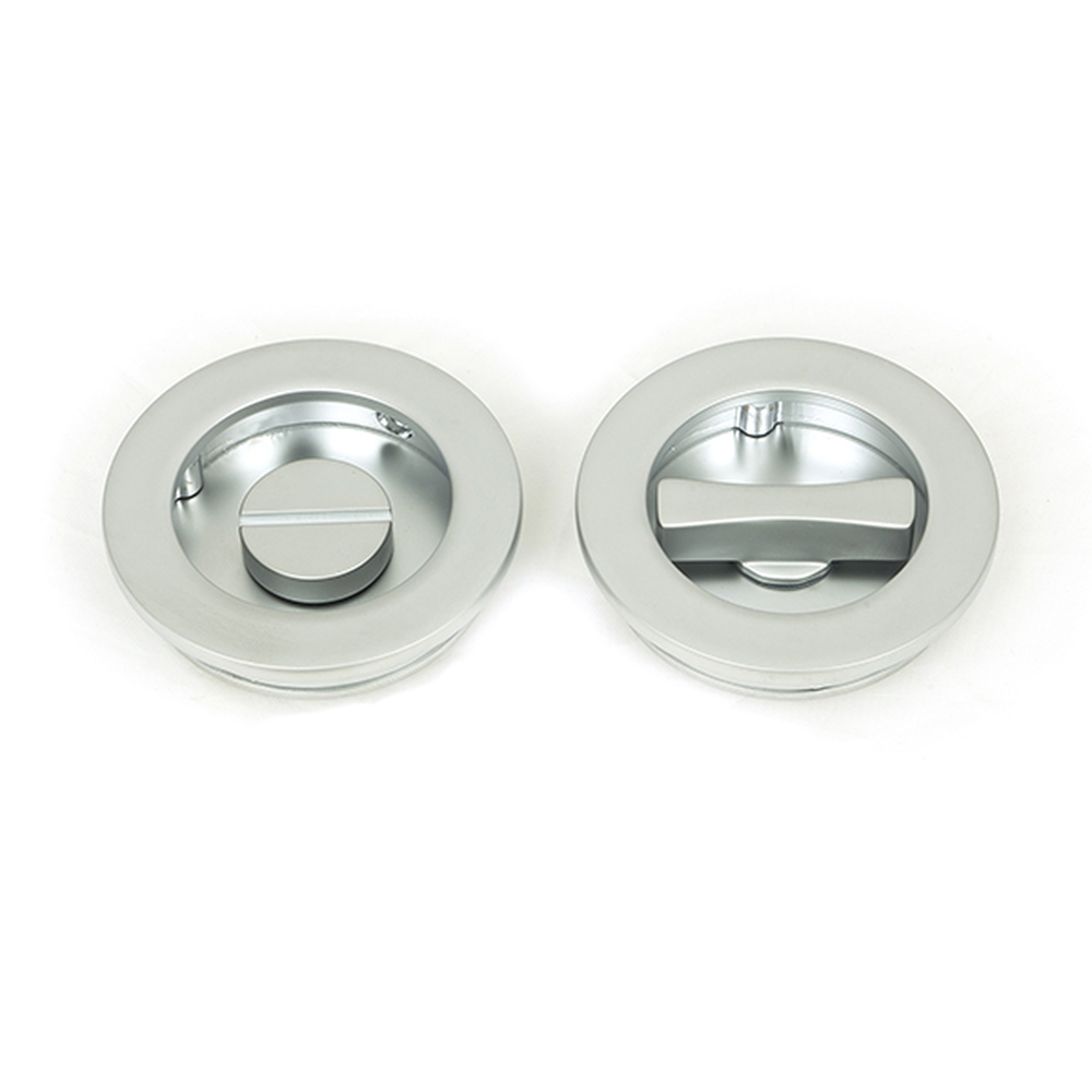 50650  60mm  Satin Chrome  From The Anvil Plain Round Pull - Privacy Set