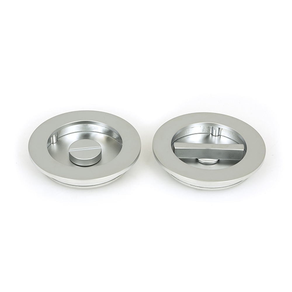 50651  75 mm  Satin Chrome  From The Anvil Plain Round Pull - Privacy Set